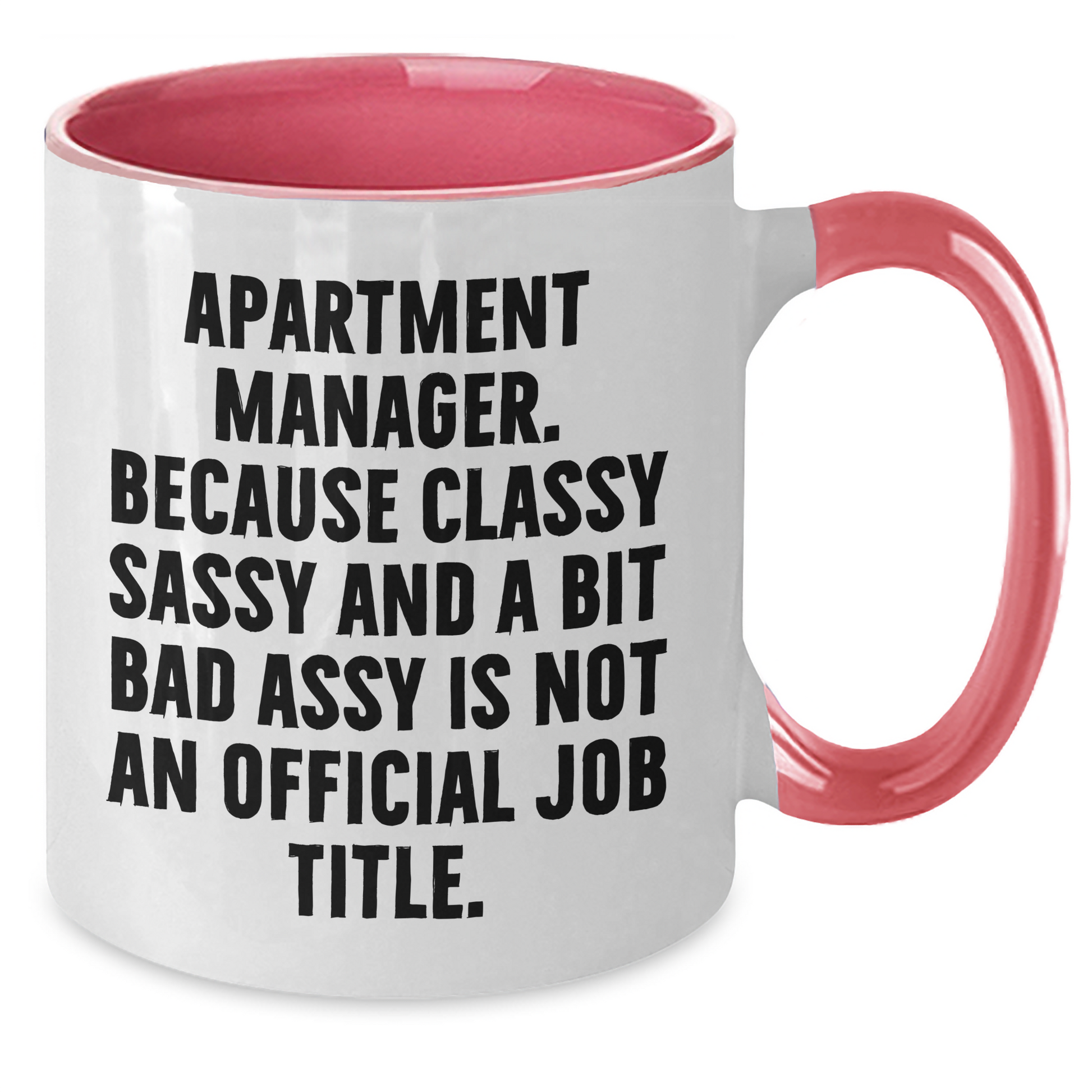 Funny Apartment Manager Gifts from Friends for Graduation, Two Tone Coffee Mug with 'Apartment Manager. Because Classy Sassy And A Bit Fearlessy Is Not An Official Job Title.' Quote, 11oz Capacity - Additional