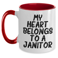 Load image into Gallery viewer, Funny Janitor Quote Two Tone Coffee Mugs, Gifts from Men for Janitors, Father's Day Unique Gifts, My Heart Belongs To A Janitor, Janitor Appreciation - Main
