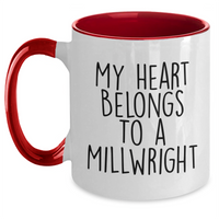 Load image into Gallery viewer, Funny Millwright Gifts from Friends - My Heart Belongs To A Millwright, Two Tone Coffee Mug for Millwright, Father&#39;s Day Unique Gifts for Him - Main
