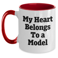 Load image into Gallery viewer, Funny Model Two Tone Coffee Mug - Gifts from Friends - 'My Heart Belongs To A Model' - Mother's Day Unique Gifts for Model Enthusiasts - Main
