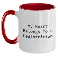Load image into Gallery viewer, Funny Pediatrician Two Tone Coffee Mug, My Heart Belongs To A Pediatrician, Gifts from Family to Pediatrician on Father&#39;s Day - Main
