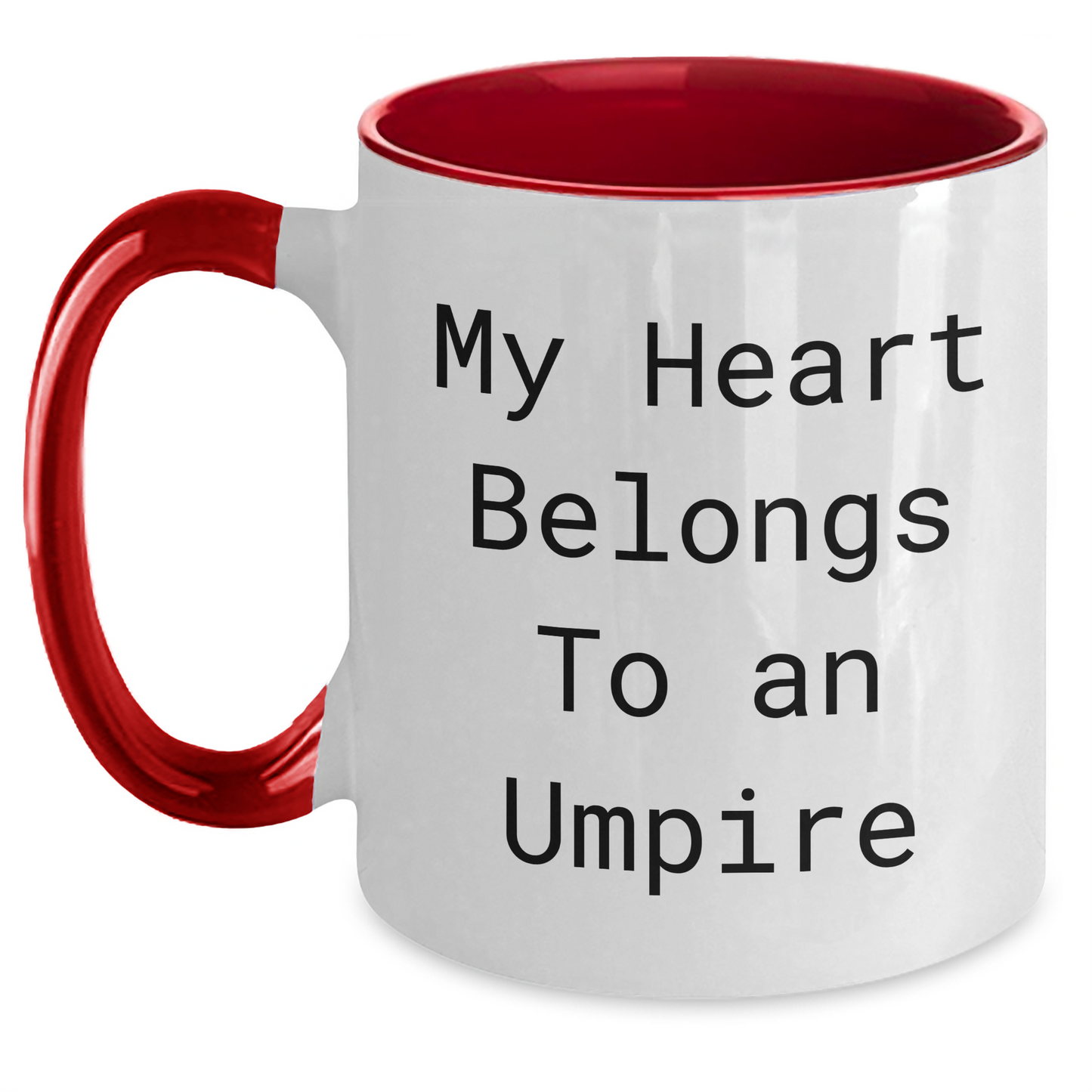 Funny Umpire Gifts, Two Tone Coffee Mug for My Heart Belongs To An Umpire, Father's Day Unique Gifts from Men to Umpire Friends - Gifts for Umpire Enthusiasts - Main