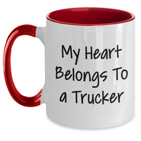 Load image into Gallery viewer, Funny Trucker Gifts for Men - My Heart Belongs To A Trucker Two Tone Coffee Mug, Father&#39;s Day Unique Gifts from Family or Friends - Main

