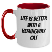 Load image into Gallery viewer, Funny Hemingway Cat Gifts for Men, Life is Better with a Hemingway Cat, Two Tone Coffee Mug for Father&#39;s Day - Main
