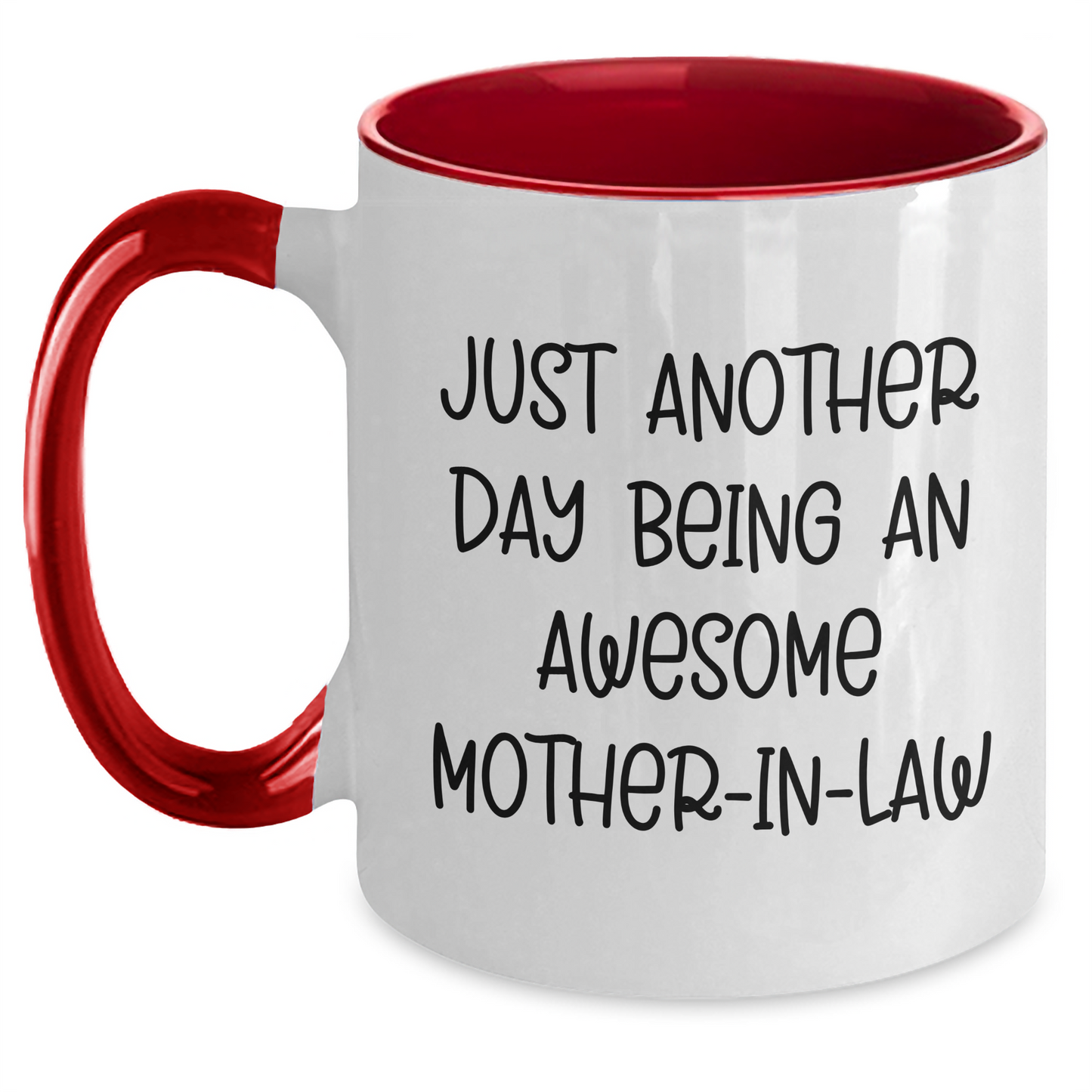 Funny Mom-in-law Gifts, Unique Two Tone Coffee Mug for Her - 'Just Another Day Being An Awesome Mom-in-law' - Gifts from Family, Perfect for Mother's Day or Any Occasion - Main