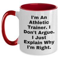 Load image into Gallery viewer, Athletic Trainer Humor Gifts for Men from Family - Two Tone Coffee Mug with Inspirational Quote, Graduation Unique Gifts - Main
