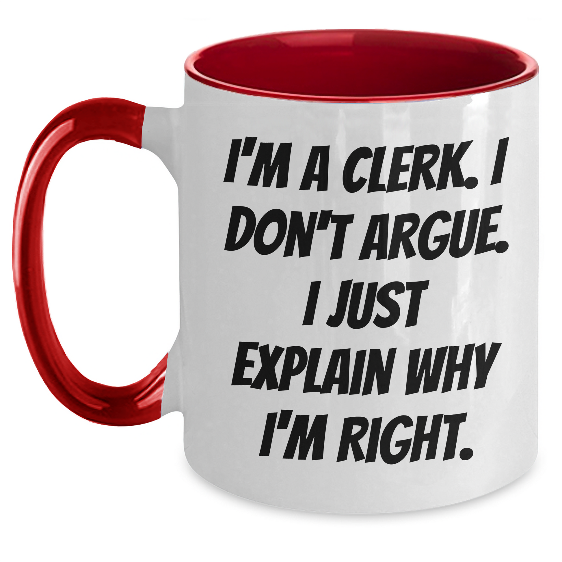 Clerk Humor Gifts for Men, Funny Two Tone Coffee Mug with Inspirational Quote, Unique Graduation Gifts for Coworkers from Family - Main