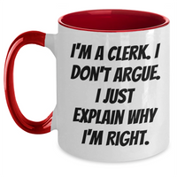 Load image into Gallery viewer, Clerk Humor Gifts for Men, Funny Two Tone Coffee Mug with Inspirational Quote, Unique Graduation Gifts for Coworkers from Family - Main

