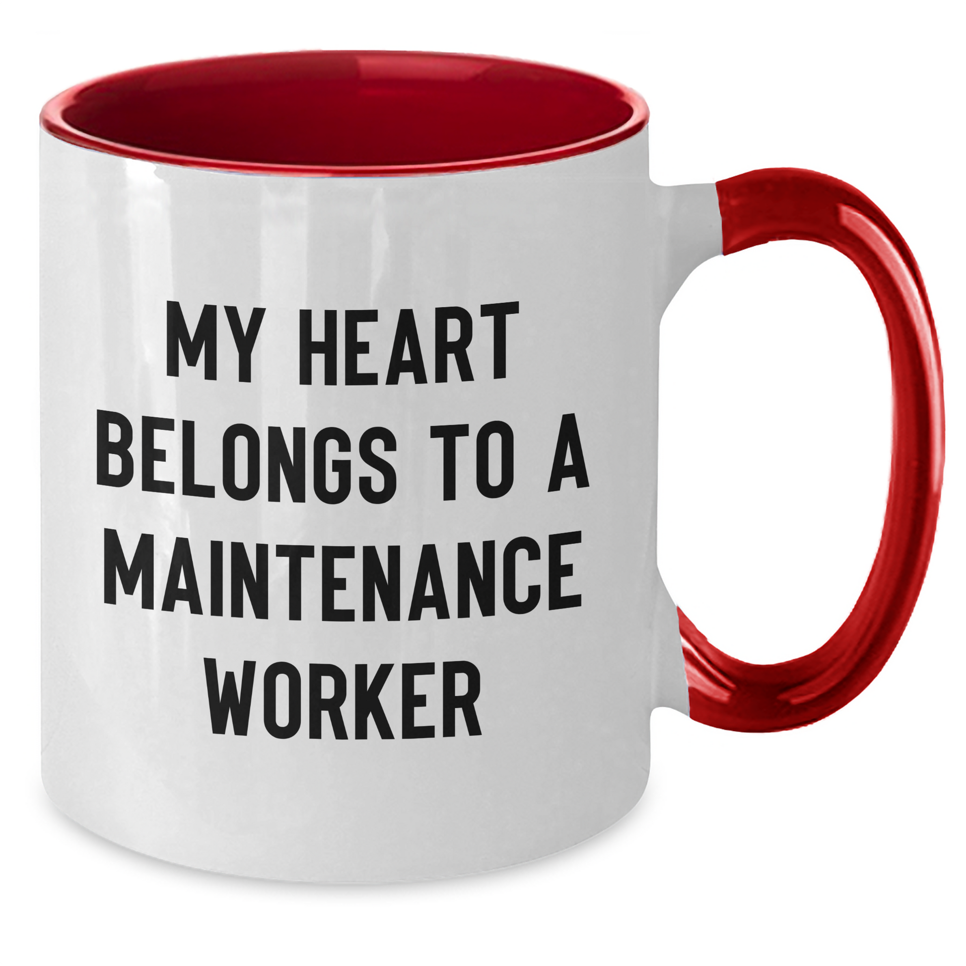 Funny Maintenance Worker Gifts, 'My Heart Belongs To A Maintenance Worker' Two Tone Coffee Mugs for Mom, Gifts from Family, Friends, or Coworkers, Perfect for Mother's Day - Additional