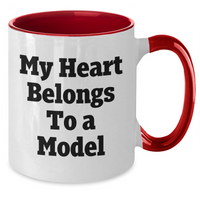 Load image into Gallery viewer, Funny Model Two Tone Coffee Mug - Gifts from Friends - 'My Heart Belongs To A Model' - Mother's Day Unique Gifts for Model Enthusiasts - Additional
