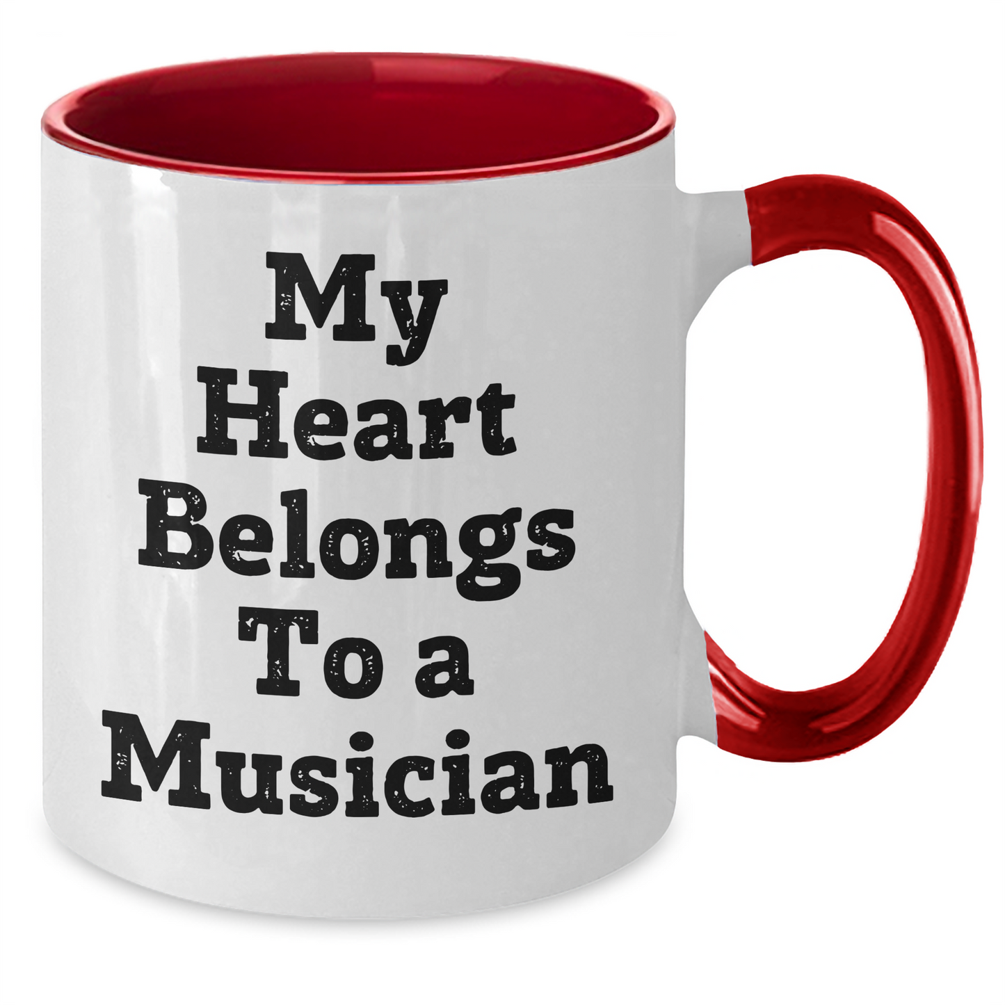 Funny Musician Gifts from Mom - My Heart Belongs To A Musician Two Tone Coffee Mug, Unique Mother's Day Unique Gifts for Musician Friends, Family, Coworkers - Additional