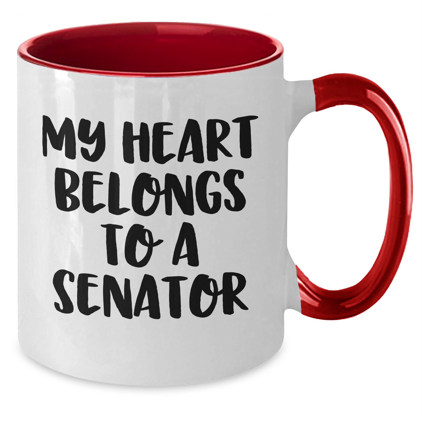Funny Senator Gifts - 'My Heart Belongs To A Senator' Two Tone Coffee Mug, Gifts from Men to Senator on Father's Day, 11oz Ceramic Mug - Additional