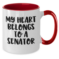 Load image into Gallery viewer, Funny Senator Gifts - &#39;My Heart Belongs To A Senator&#39; Two Tone Coffee Mug, Gifts from Men to Senator on Father&#39;s Day, 11oz Ceramic Mug - Additional
