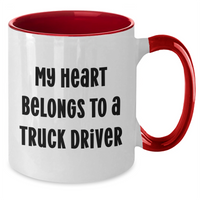 Load image into Gallery viewer, Funny Truck Driver Gifts from Women to Men - My Heart Belongs To A Truck Driver Two Tone Coffee Mug, Father&#39;s Day Unique Gifts for Truckers, 11oz Ceramic Mug - Additional
