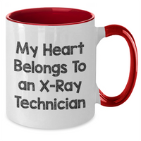Load image into Gallery viewer, Funny X-Ray Technician Gifts from Men to X-Ray Technician - My Heart Belongs To An X-ray Technician Quote on Two Tone Coffee Mug for Father's Day - Additional
