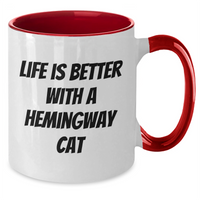 Load image into Gallery viewer, Funny Hemingway Cat Gifts for Men, Life is Better with a Hemingway Cat, Two Tone Coffee Mug for Father&#39;s Day - Additional

