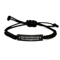 Load image into Gallery viewer, Funny Receptionist Gifts from Family, My Heart Belongs To A Receptionist, Adjustable Rope Bracelet for Receptionist, Men, Women, Coworkers, Friends, Family, Father&#39;s Day Unique Gifts - Image 1
