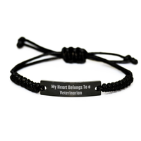 Load image into Gallery viewer, Funny Veterinarian Gifts from Men to Women, 'My Heart Belongs To A Veterinarian' Rope Bracelet, Mother's Day Unique Gifts - Image 1
