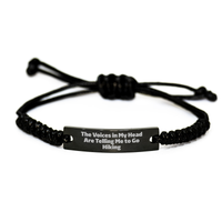 Load image into Gallery viewer, Funny Hiking Gifts from Men to Friends, Unique Rope Bracelet with Inspirational Quote &#39;The Voices In My Head Are Telling Me To Go Hiking&#39; for Father&#39;s Day, Hiking Accessories for Men - Image 1
