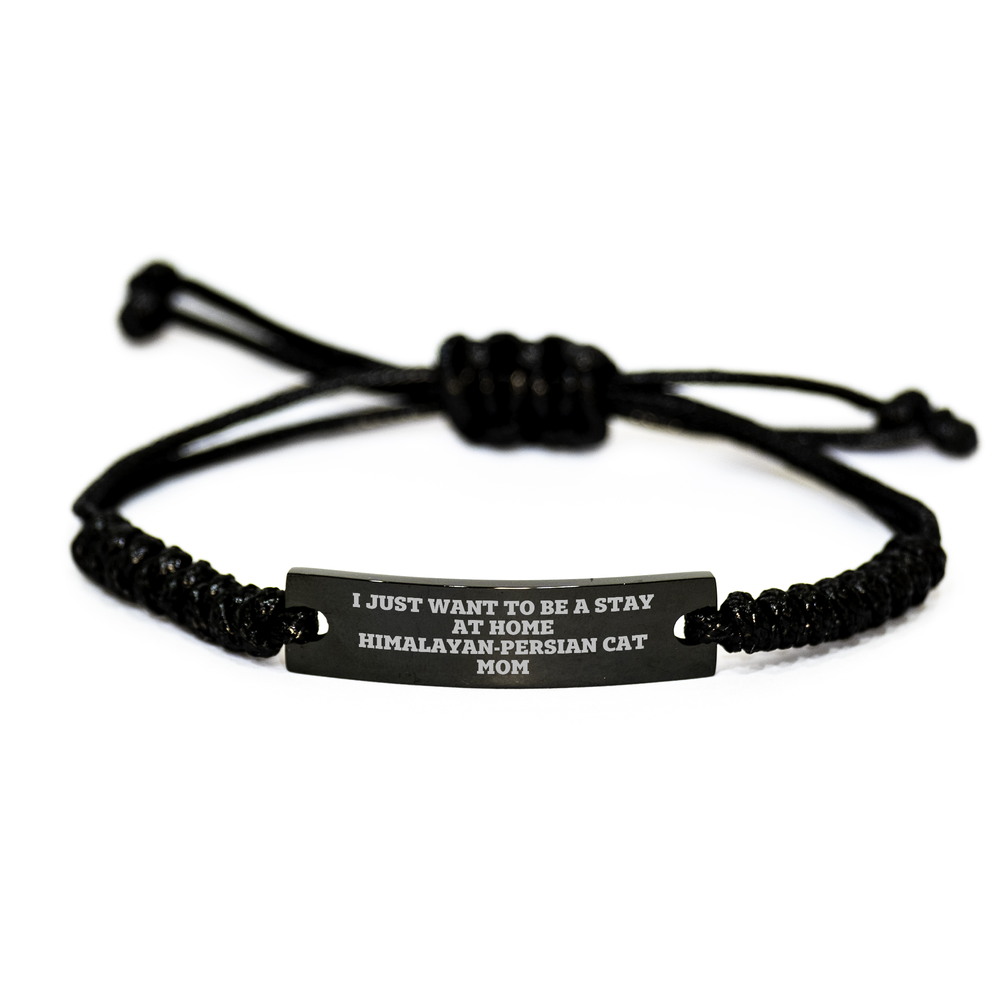 Himalayan-Persian Cat Mom's Funny Gift for Dad's Special Day, Adjustable Rope Bracelet from Family to Son, Quotes for Cat Lovers, Engraved with Interlaced Rope - Image 1