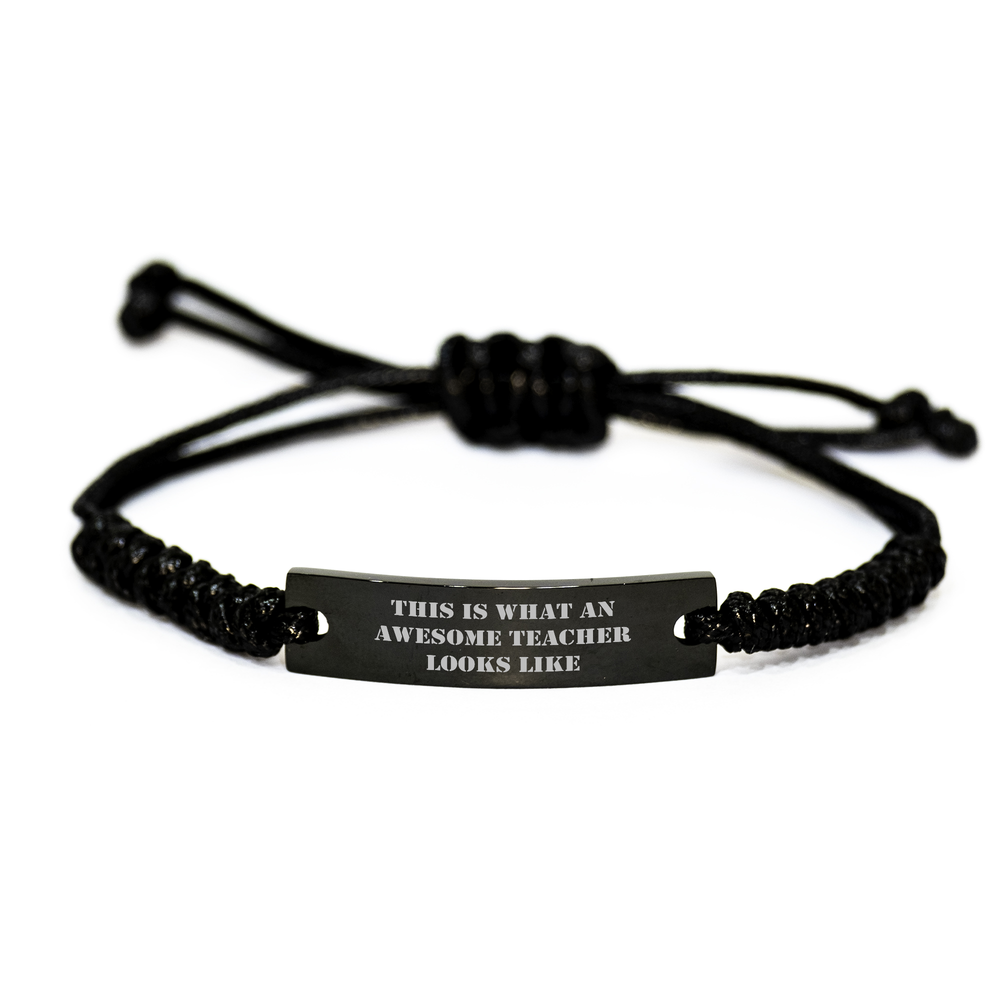 Inspirational Teacher Gifts for Men - Funny Rope Bracelets for Father's Day Unique Gifts from Students - This Is What An Awesome Teacher Looks Like Rope Bracelet - Image 1