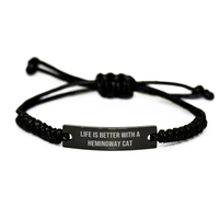 Load image into Gallery viewer, Funny Hemingway Cat Rope Bracelet Gifts for Men from Dad, Life Is Better with a Hemingway Cat, Father&#39;s Day Unique Gifts - Image 1
