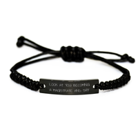 Load image into Gallery viewer, Magistrate Gifts from Friends, Unique Rope Bracelet with Funny Quote for Mother&#39;s Day, Adjustable Black Stainless Steel with Interlaced Rope - Image 1
