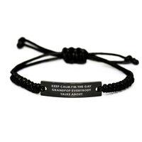 Load image into Gallery viewer, Funny Graduation Gifts from Men to Grandpop - &#39;Keep Calm I&#39;m The Gay Grandpop&#39; Quote Rope Bracelet - Image 1
