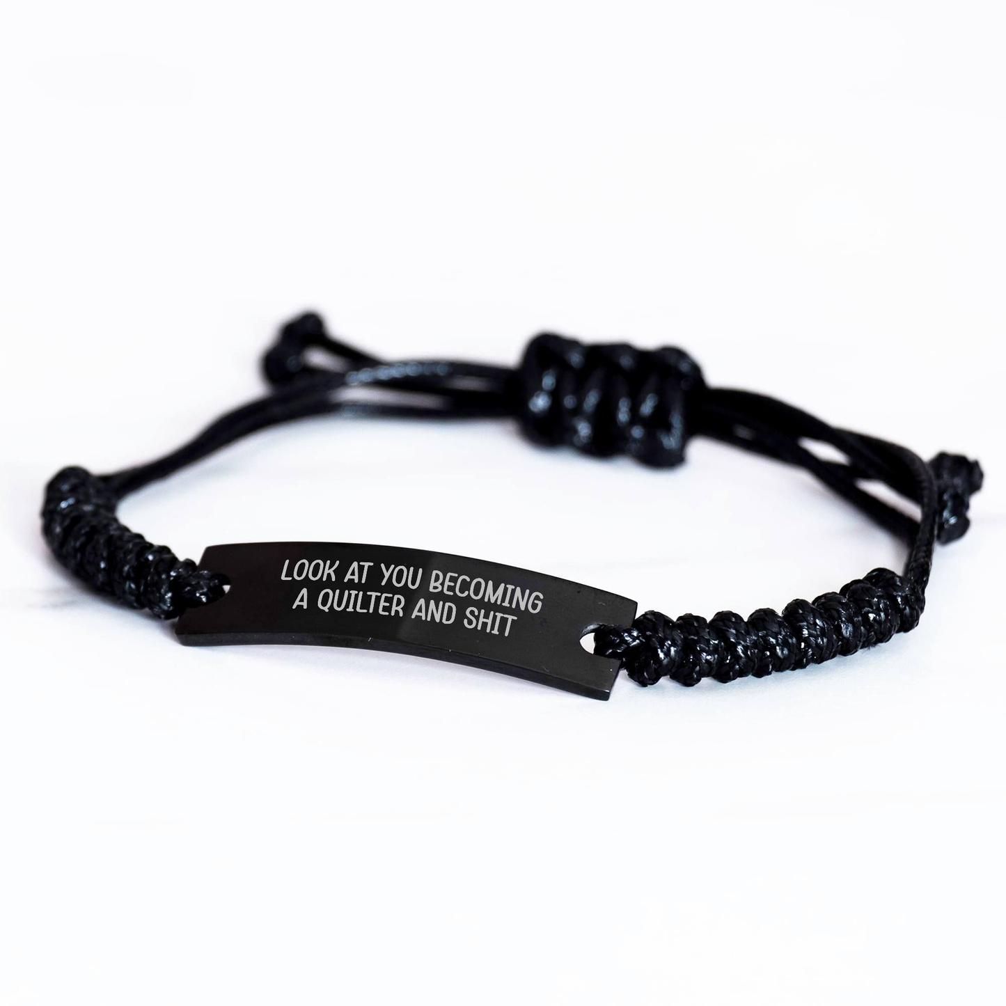 Quilter's Proud Rope Bracelet, Funny Quote Gifts for Quilter, Adjustable Black Rope, Graduation Unique Gifts from Friends, Family, Coworkers to Quilter - Image 2
