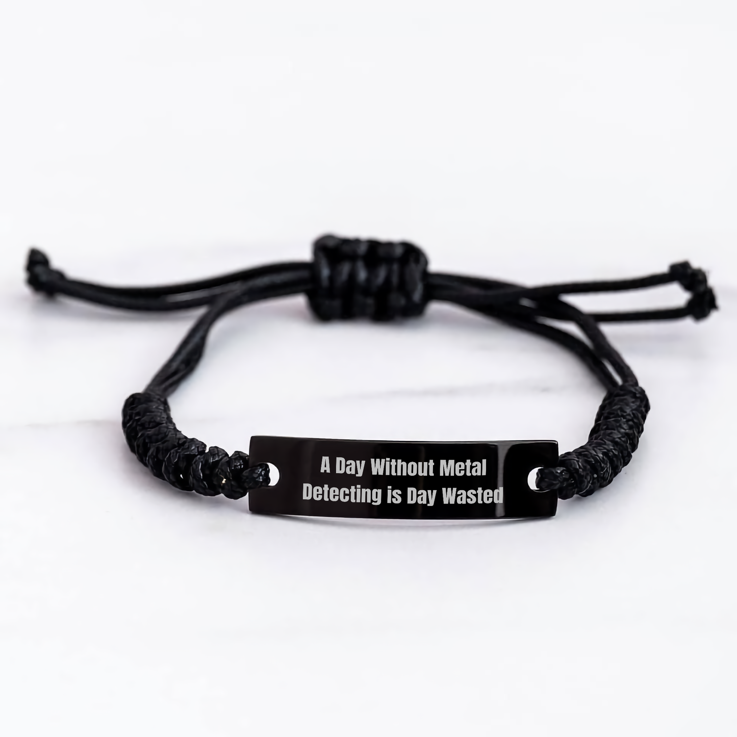 'A Day Without Metal Detecting Is Day Wasted' Funny Metal Detecting Gifts from Men to Metal Detecting Enthusiasts, Adjustable Rope Bracelet for Father's Day Unique Gifts - Image 3