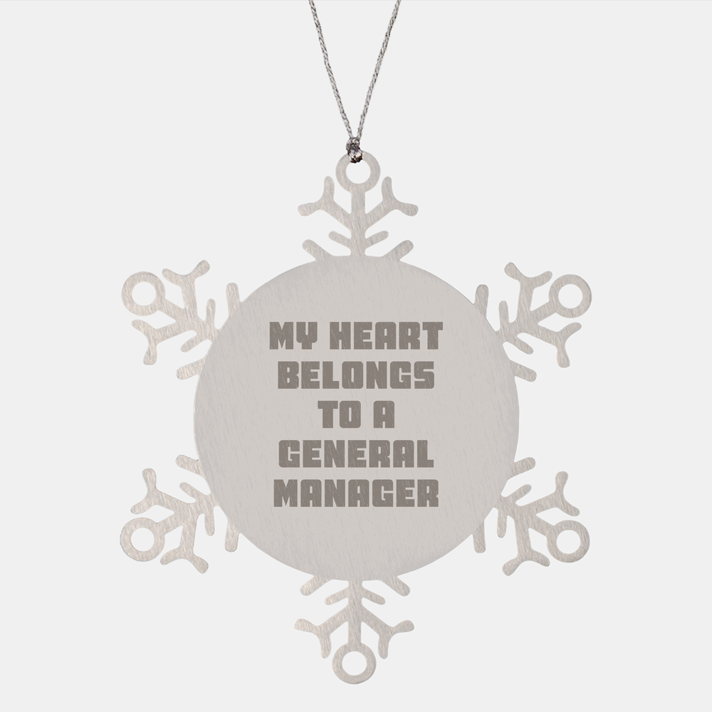 General Manager Snowflake Ornament, My Heart Belongs To A General Manager, Christmas Unique Gifts from Men, Snowflake Ornament for General Manager - Image 1