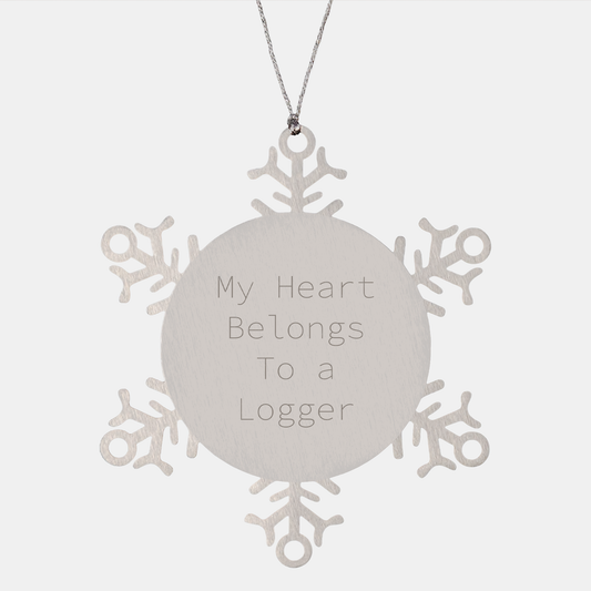 Logger's Heart Belongs Snowflake Ornament, Funny Gifts from Friends to Men, Unique Christmas Unique Gifts - Image 1