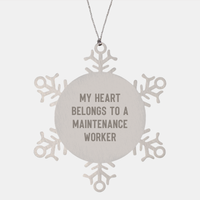 Load image into Gallery viewer, Funny Maintenance Worker Gifts from Friends for Christmas - Snowflake Ornament 'My Heart Belongs To A Maintenance Worker' - Image 1
