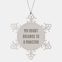 Load image into Gallery viewer, Funny Minister Gifts, Snowflake Ornament for Him, &#39;My Heart Belongs To A Minister&#39;, Christmas Unique Gifts from Friends to Men - Image 1
