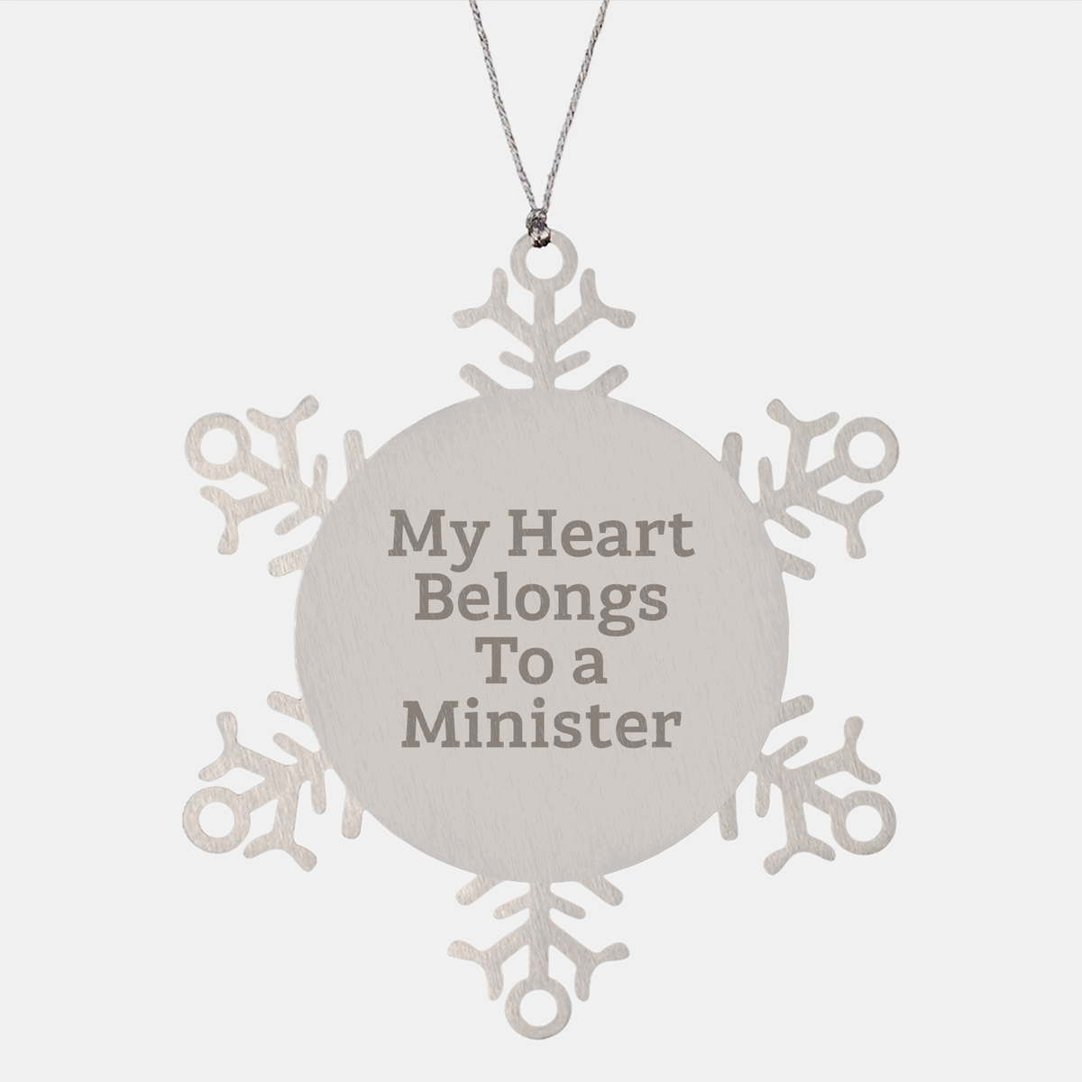 Funny Snowflake Ornament Gifts for Minister, 'My Heart Belongs To A Minister' Quote, Christmas Unique Gifts from Friends - Image 1