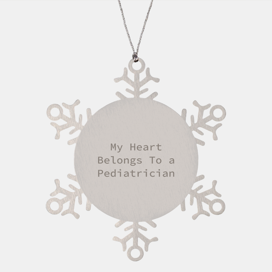 Funny My Heart Belongs To A Pediatrician Snowflake Ornament Gifts for Pediatrician Christmas Unique Presents Gifts from Family - Image 1