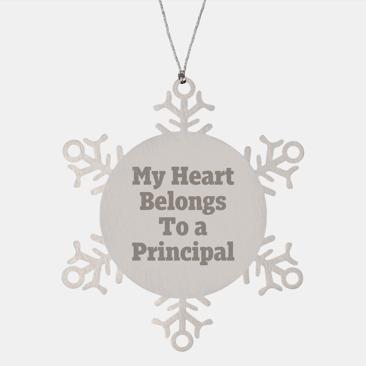 Funny Quote 'My Heart Belongs To A Principal' Snowflake Ornament, Gifts from Friends to Principal, Unique Christmas Unique Gifts for Her, Him, or Coworkers - Image 1