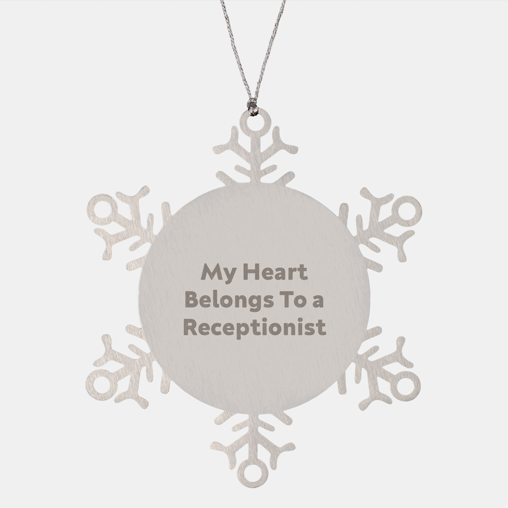 Funny Snowflake Ornament for Receptionist Gifts from Women, Gifts for Receptionist, My Heart Belongs To A Receptionist, Christmas Unique Gifts - Image 1