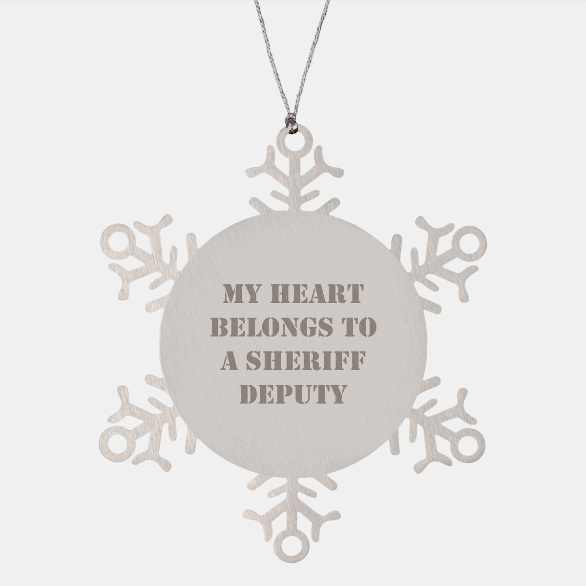 Funny Sheriff Deputy Snowflake Ornament, Gifts from Men to Sheriff Deputy, 'My Heart Belongs To A Sheriff Deputy' Christmas Unique Gifts - Image 1