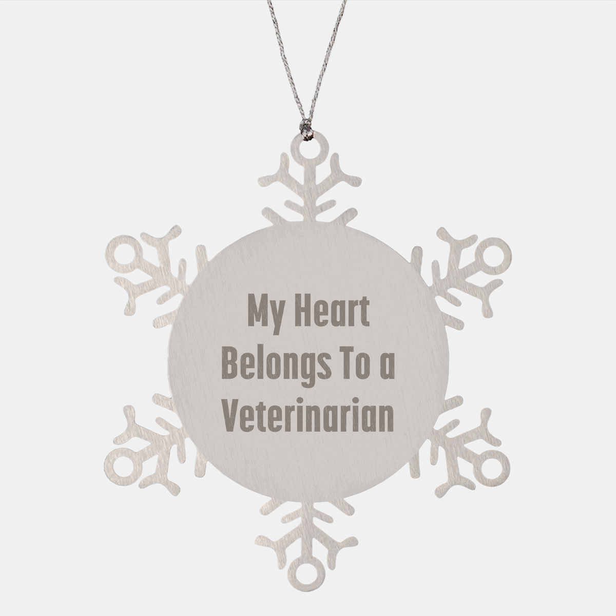 Funny Veterinarian Gifts from Friends, Snowflake Ornament with 'My Heart Belongs To A Veterinarian', Unique Christmas Unique Gifts for Veterinarian - Image 1