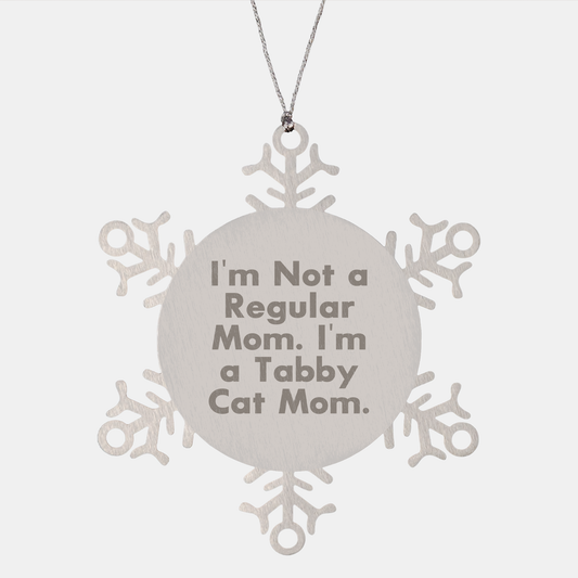 Funny Tabby Cat Mom Gifts from Friends to Family - Snowflake Ornament for Christmas - Image 1