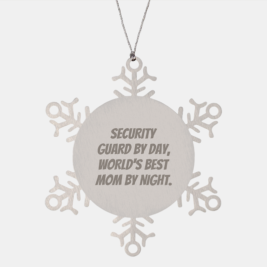Security Guard Snowflake Ornament, Funny Mom By Night, Christmas Unique Gift for Security Guard - Image 1