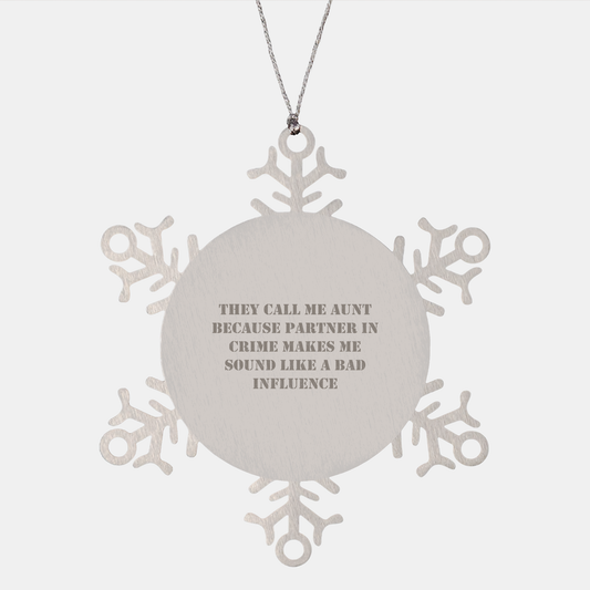 Aunt Love Snowflake Ornament, Funny Gift for Aunt, Gifts from Friends, Snowflake Decor for Christmas - Image 1