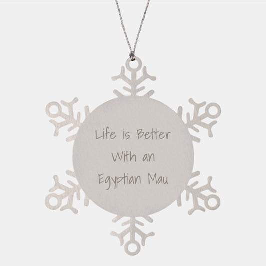Egyptian Mau Cat Snowflake Ornament, Gifts for Egyptian Mau Cat Lovers, Funny Christmas Unique Gift, Snowflake Ornament - Image 1
