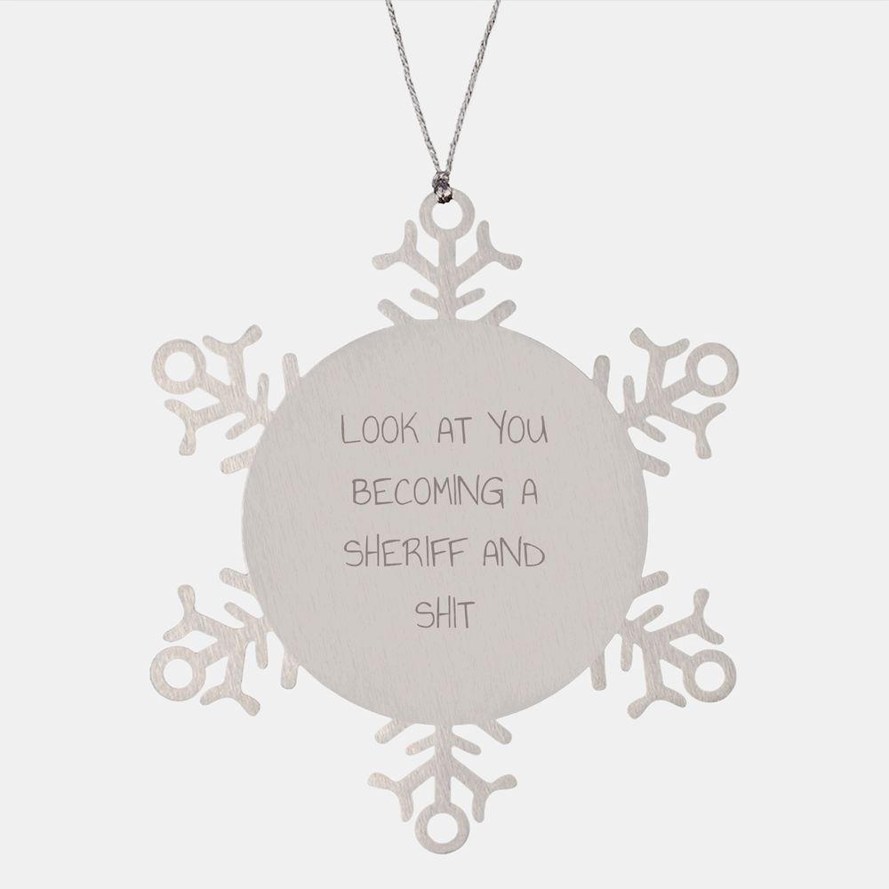 Funny Sheriff Sheriff Gifts from Men for Sheriff Christmas Unique Snowflake Ornament, Sheriff Snowflake Ornament, Sheriff Gifts for Sheriff - Image 1
