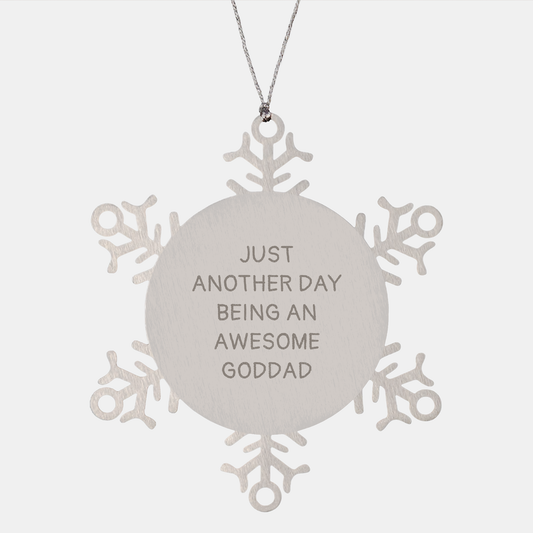 Goddad Gifts from Men to Goddads - Just Another Day Being An Awesome Goddad Snowflake Ornament Christmas Unique Gifts - Image 1