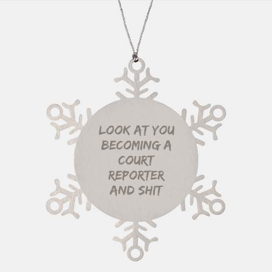 Funny Court Reporter Gifts for Christmas - Snowflake Ornament from Friend, Family, or Coworker - Image 1
