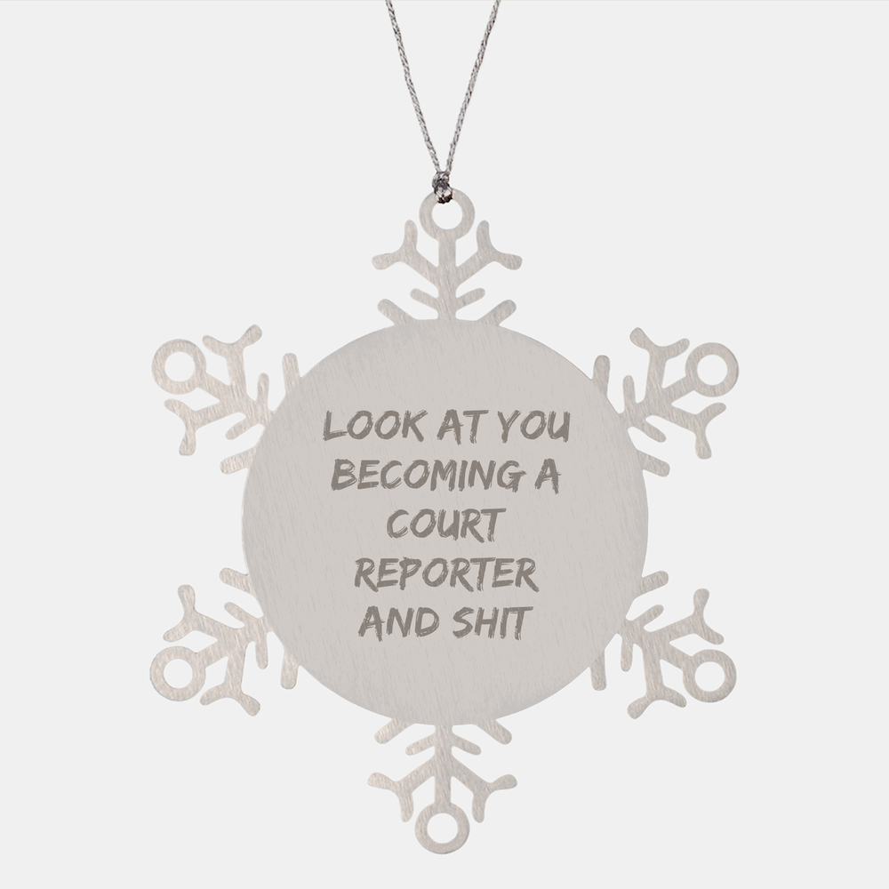 Funny Court Reporter Gifts for Christmas - Snowflake Ornament from Friend, Family, or Coworker - Image 1