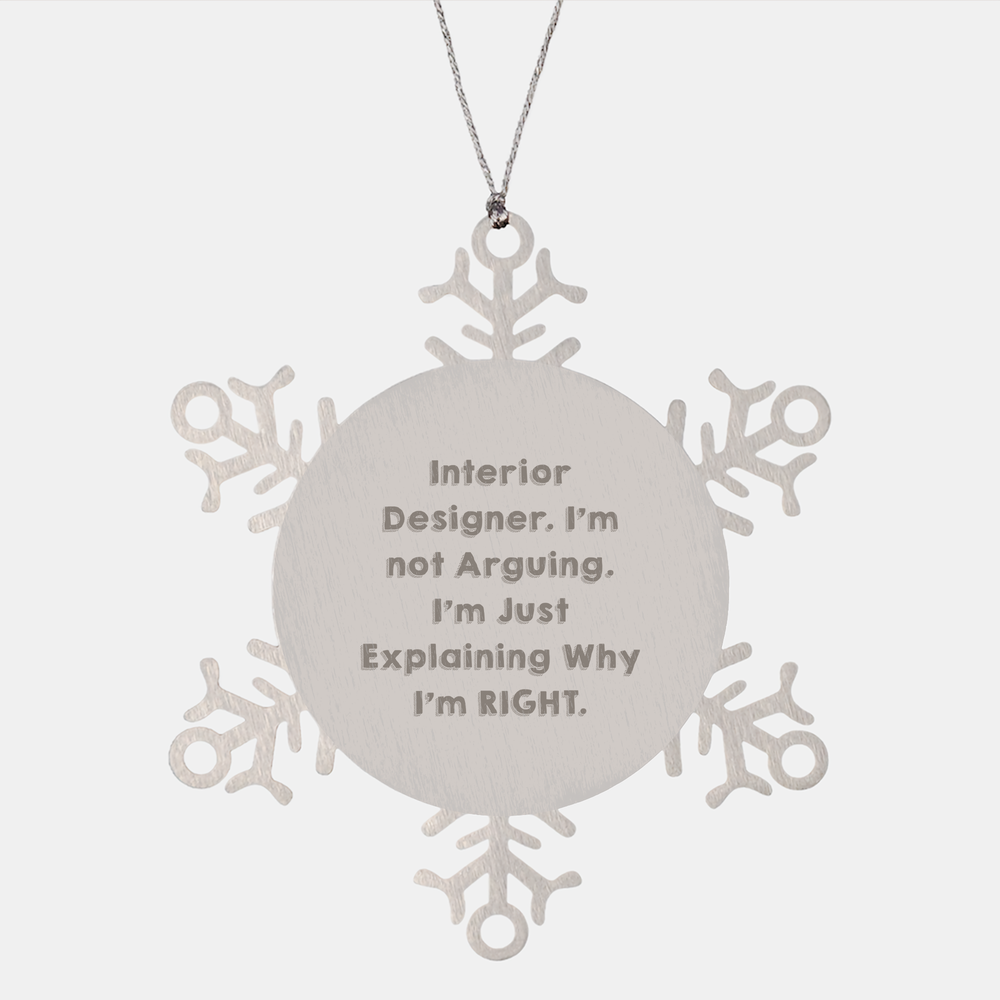Interior Designer Snowflake Ornament | Unique Interior Designer Gifts for Christmas | Inspirational Gifts from Santa - Image 1