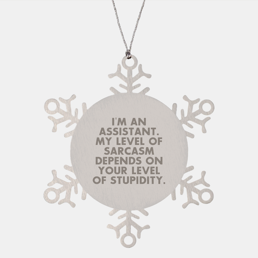 Sarcasm Snowflake Ornament - A Gift for Assistants with a Witty Sense of Humor, Christmas Ornament, 3.14 Inches Diameter, Premium Stainless Steel - Image 1